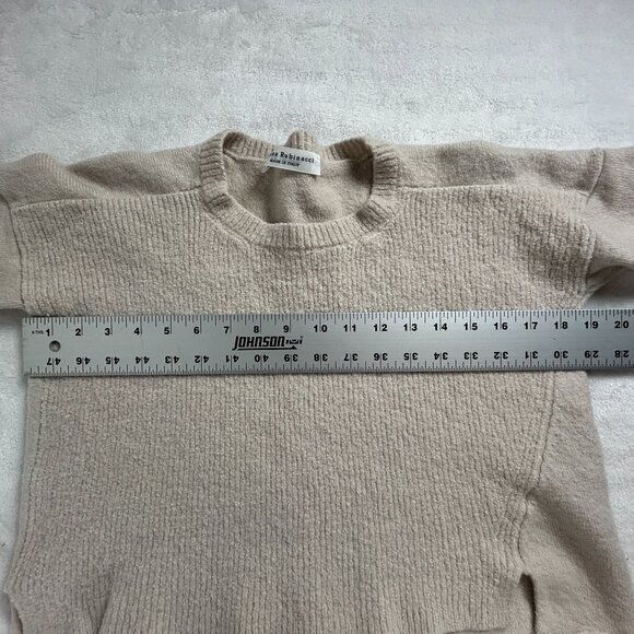 Amina Rubinacci Womens Wool Sweater Size 48 Beige Crew Neck Knit New Made Italy - Picture 7 of 8